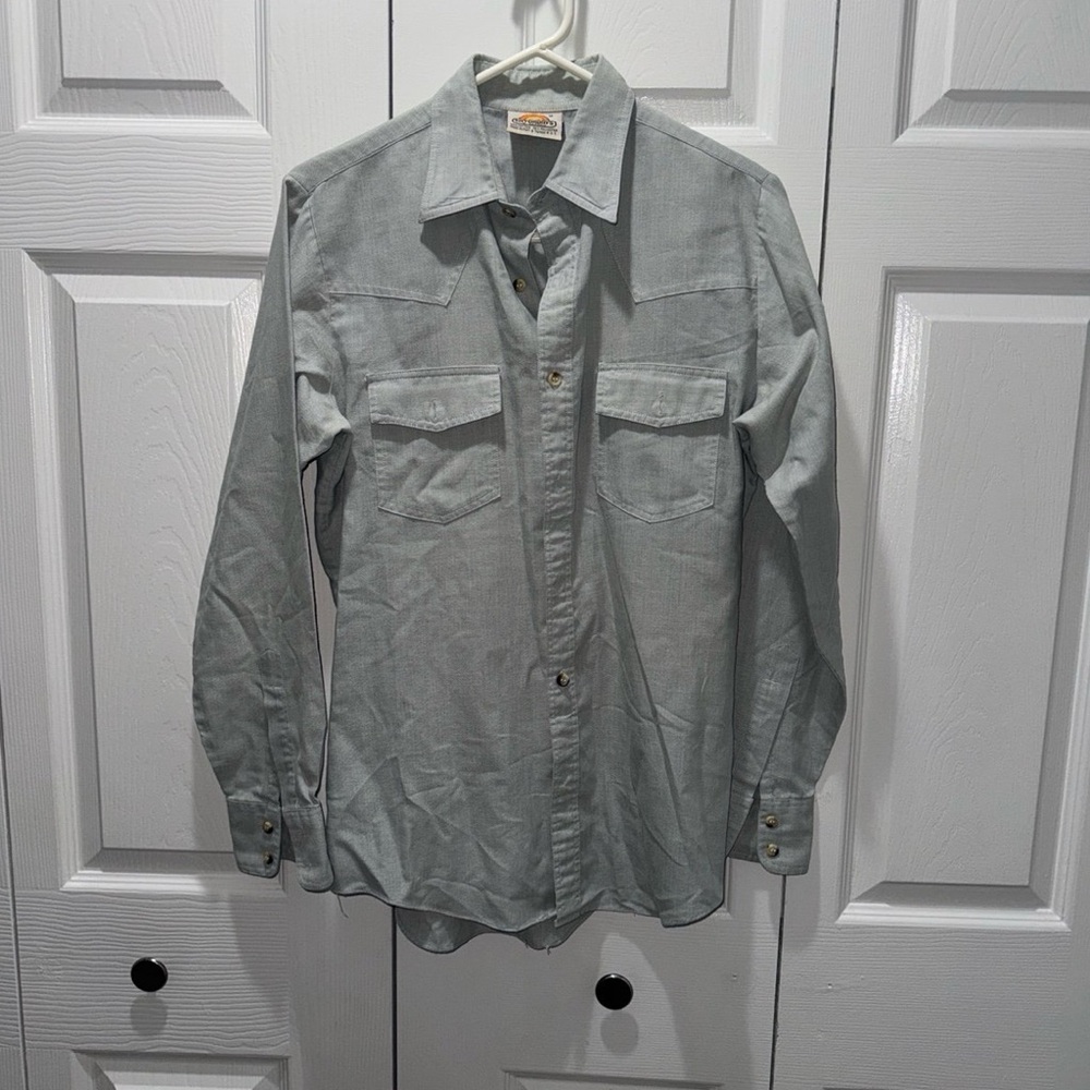 Vintage Mens Saturdays In California Size M Gray Button Down Shirt